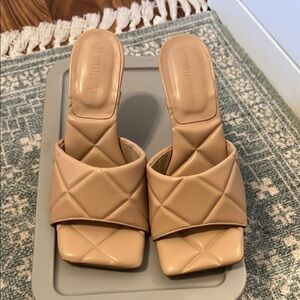 Wild Diva Tan Quilted Mules